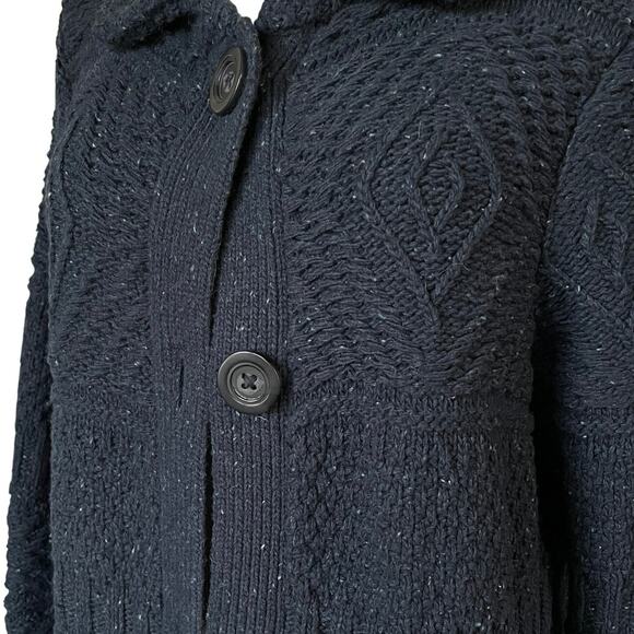 J.Jill Long Cable Knit Cardigan Sweater Navy Blue Will blend Size Medium Academy - Picture 8 of 12